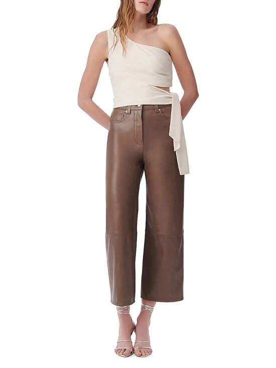 IRO Paris Pants - IRO Paris baki wide leather pants Ankle length Brown Size 32 New with Tag